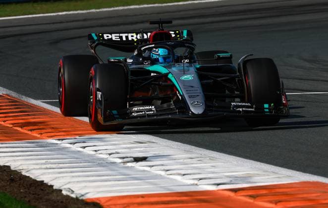 63 George Russell GBR, Mercedes AMG Petronas F1 Team , F1 Grand Prix of the Netherlands at Circuit Zandvoort on August 23, 2024 in Zandvoort, Netherlands Photo by HOCH ZWEI Zandvoort Netherlands