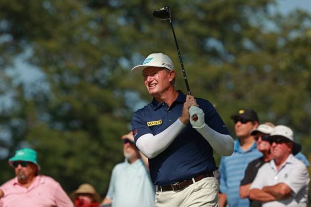 The Ally Challenge GRAND BLANC,MICHIGAN-AUGUST 23: Ernie Els of South Africa plays his tee shot on the 18th hole during the first round of The Ally Challenge presented by McLaren at Warwick Hills Golf & Country Club, Grand Blanc, MI, USA Friday, August 23, 2024. Grand Blanc Michigan United States  Copyright: xJorgexLemusx originalFilename:lemus-theallyc240823_npPGG.jpg