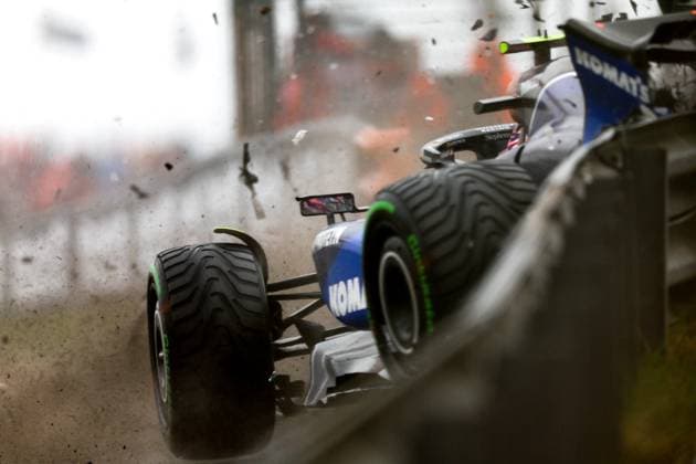 Crash of 2 Logan Sargeant (USA, Williams Racing), F1 Grand Prix of the Netherlands at Circuit Zandvoort on August 24, 2024 in Zandvoort, Netherlands. (Photo by HOCH ZWEI) Zandvoort Netherlands