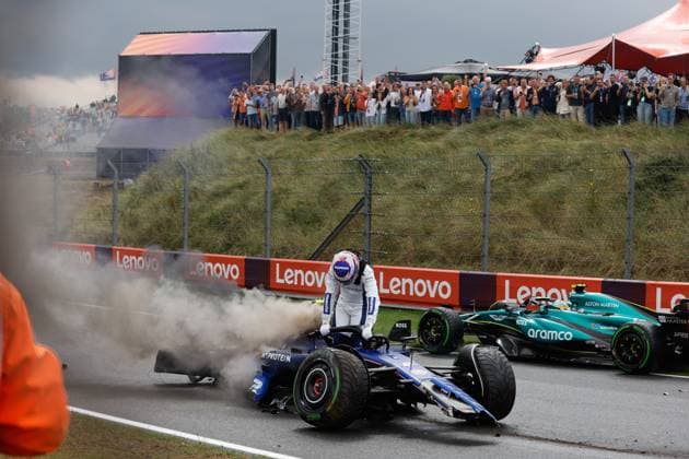 2 Logan Sargeant USA, Williams Racing after his crash, F1 Grand Prix of the Netherlands at Circuit Zandvoort on August 24, 2024 in Zandvoort, Netherlands Photo by HOCH ZWEI Zandvoort Netherlands