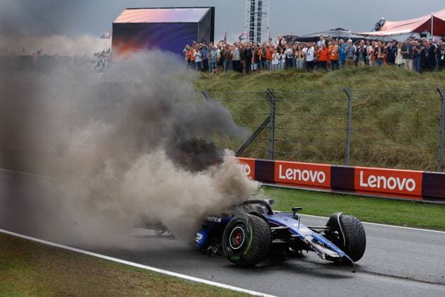 Car of 2 Logan Sargeant USA, Williams Racing after his crash, F1 Grand Prix of the Netherlands at Circuit Zandvoort on August 24, 2024 in Zandvoort, Netherlands Photo by HOCH ZWEI Zandvoort Netherlands