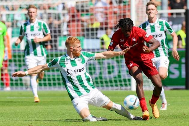 Mikkel Kirkeskov SC Preussen Muenster and Dickson Abiama 1 FC Kaiserslautern battle for the ball, 2 Bundesliga, Preußen Münster vs 1 FC Kaiserslautern, Preußenstadion, August 24, 2024 in Münster, Germany Photo by Marco Steinbrenner DeFodi Images Mikkel Kirkeskov SC Preussen Muenster and Dickson Abiama 1 FC Kaiserslautern battle for the ball, 2 Bundesliga, Preußen Münster vs 1 FC Kaiserslautern, Preußenstadion, August 24, 2024 in Münster, Germany Photo by Marco Steinbrenner DeFodi Images DFB DFL REGULATIONS PROHIBIT ANY USE OF PHOTOGRAPHS AS IMAGE SEQUENCES AND OR QUASI VIDEO Defodi 700 scp fcK 20240824 053 Defodi-700 DFB DFL REGULATIONS PROHIBIT ANY USE OF PHOTOGRAPHS AS IMAGE SEQUENCES AND OR QUASI-VIDEO.