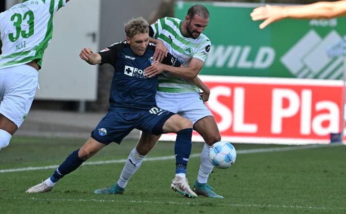 24 08 2024 Soccer season 2024 2025 2 Soccer Bundesliga 03 Matchday SpVgg Greuther Fürth Kleeblatt SC Paderborn 07 SCP Sportfoto Zink xwoxzix DFL regulations prohibit any use of photographs as image sequences and or quasi video only for editorial use Luca Herrmann 19, SC Paderborn 07 Simon Asta 2, SpVgg Greuther Fürth
