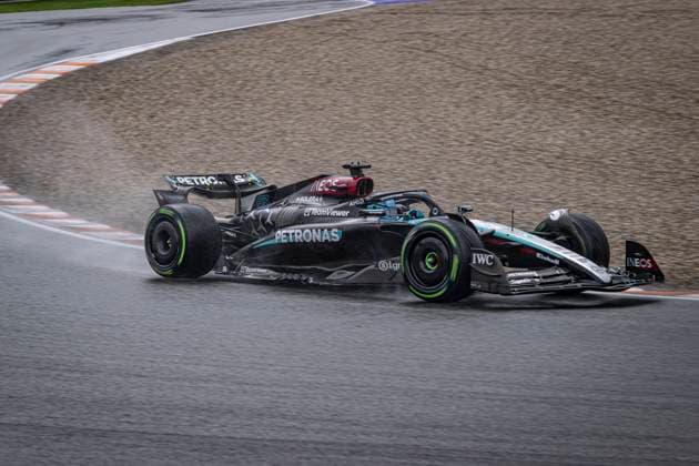 24th August 2024; Circuit Zandvoort, Zandvoort, North Holland, Netherlands; Formula 1 Heineken Dutch Grand Prix 2024; Qualifying Day; George Russell (GBR) in the F1-W14 of Mercedes-AMG Petronas in the wet FP3 session  ActionPlus12684898 GodfreyxPitt