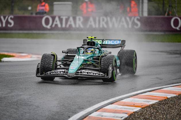 24th August 2024; Circuit Zandvoort, Zandvoort, North Holland, Netherlands; Formula 1 Heineken Dutch Grand Prix 2024; Qualifying Day; Fernando Alonso (ESP) in the AMR23 of Aston Martin in the wet FP3 session  ActionPlus12684923 GodfreyxPitt