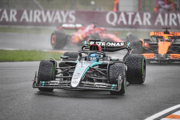24th August 2024; Circuit Zandvoort, Zandvoort, North Holland, Netherlands; Formula 1 Heineken Dutch Grand Prix 2024; Qualifying Day; George Russell (GBR) in the F1-W14 of Mercedes-AMG?Petronas in the wet FP3 session  ActionPlus12684942 GodfreyxPitt