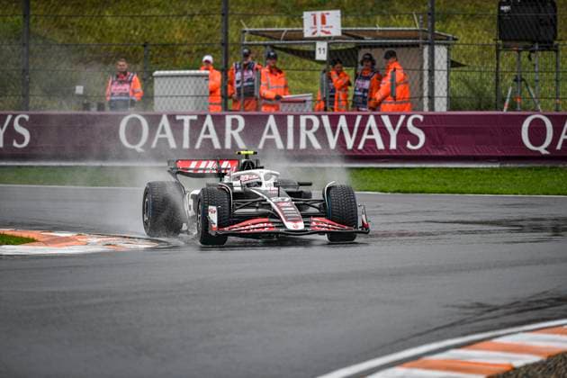 24th August 2024; Circuit Zandvoort, Zandvoort, North Holland, Netherlands; Formula 1 Heineken Dutch Grand Prix 2024; Qualifying Day; Nico Hulkenberg (GER) in the VF-23 of MoneyGram Haas in the wet FP3 session  ActionPlus12684916 GodfreyxPitt