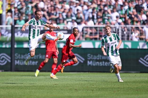 24 08 2024, Football, 2 Bundesliga, Matchday 3 Season 2024 2025, Preußen Münster 1 FC Kaiserslautern, Jorrit Hendrix SC Preussen Münster xRHR PHOTO TKx Copyright: RHR-FOTOx RHR-FOTO TK