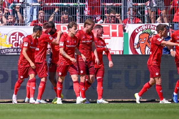 24 08 2024, Football, 2 Bundesliga, Matchday 3 Season 2024 2025, Preußen Münster 1 FC Kaiserslautern, Ragnar Ache 1 FC Kaiserslautern celebrates the goal for 1 0 xRHR PHOTO TKx Copyright: RHR-FOTOx RHR-FOTO TK