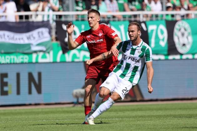 GER, Preussen Muenster vs 1 FC Kaiserslautern, Football, 2 Liga, Matchday 3, Season 2024 2025, 24 08 2024 Jorrit Hendrix Joel Grodowski Preussen Muenster, 20 DFL REGULATIONS PROHIBIT ANY USE OF PHOTOGRAPHS AS IMAGE SEQUENCES AND OR QUASI VIDEO GER, Preussen Muenster vs 1 FC Kaiserslautern, Football, 2 Liga, Matchday 3, Season 2024 2025, 24 08 2024 Muenster Copyright: xEibner-Pressefoto xFrankxZeisingx EP_FZG