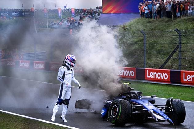 2 Logan Sargeant USA, Williams Racing after his crash, F1 Grand Prix of the Netherlands at Circuit Zandvoort on August 24, 2024 in Zandvoort, Netherlands Photo by HOCH ZWEI Zandvoort Netherlands