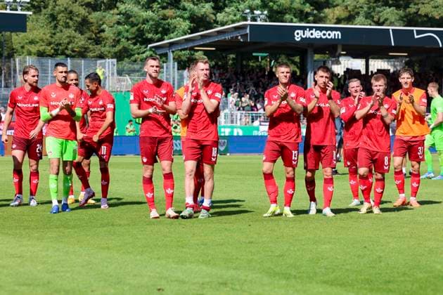 The players of 1 FC Kaiserslautern celebrate the away win, 2 Bundesliga, Preußen Münster vs 1 FC Kaiserslautern, Preußenstadion, August 24, 2024 in Münster, Germany Photo by Marco Steinbrenner DeFodi Images The players of 1 FC Kaiserslautern celebrate the away win, 2 Bundesliga, Preußen Münster vs 1 FC Kaiserslautern, Preußenstadion, August 24, 2024 in Münster, Germany Photo by Marco Steinbrenner DeFodi Images DFB DFL REGULATIONS PROHIBIT ANY USE OF PHOTOGRAPHS AS IMAGE SEQUENCES AND OR QUASI VIDEO Defodi 700 scp fcK 20240824 070 Defodi-700 DFB DFL REGULATIONS PROHIBIT ANY USE OF PHOTOGRAPHS AS IMAGE SEQUENCES AND OR QUASI-VIDEO.