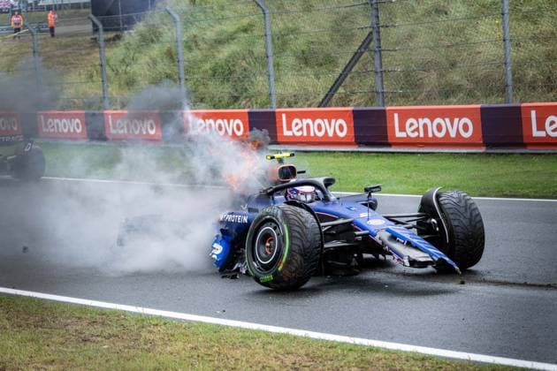 Formula 1 GP Zandvoort Holland Saturday, 24 08 2024 Logan Sargeant 2, Williams Racing crash in FP3 Formula 1 GP Zandvoort Holland Saturday, 24 08 2024 Copyright: xBEAUTIFULxSPORTS Erlhofx
