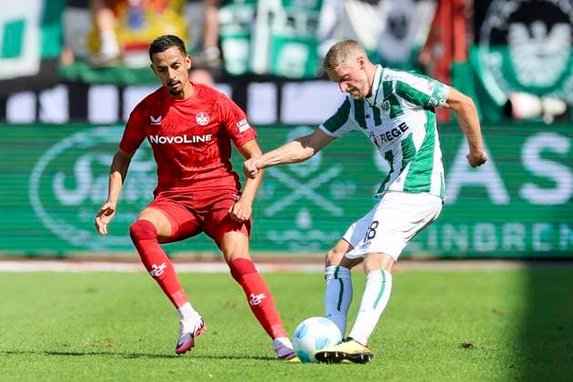 Kenny Prince Redondo 1 FC Kaiserslautern and Marc Lorenz SC Preussen Muenster battle for the ball, 2 Bundesliga, Preußen Münster vs 1 FC Kaiserslautern, Preußenstadion, August 24, 2024 in Münster, Germany Photo by Marco Steinbrenner DeFodi Images Kenny Prince Redondo 1 FC Kaiserslautern and Marc Lorenz SC Preussen Muenster battle for the ball, 2 Bundesliga, Preußen Münster vs 1 FC Kaiserslautern, Preußenstadion, August 24, 2024 in Münster, Germany Photo by Marco Steinbrenner DeFodi Images DFB DFL REGULATIONS PROHIBIT ANY USE OF PHOTOGRAPHS AS IMAGE SEQUENCES AND OR QUASI VIDEO Defodi 700 scp fcK 20240824 071 Defodi-700 DFB DFL REGULATIONS PROHIBIT ANY USE OF PHOTOGRAPHS AS IMAGE SEQUENCES AND OR QUASI-VIDEO.