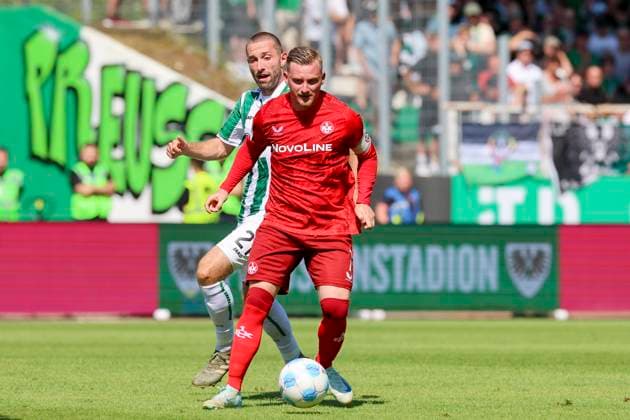 Rico Preissinger SC Preussen Muenster and Marlon Ritter 1 FC Kaiserslautern battle for the ball, 2 Bundesliga, Preußen Münster vs 1 FC Kaiserslautern, Preußenstadion, August 24, 2024 in Münster, Germany Photo by Marco Steinbrenner DeFodi Images Rico Preissinger SC Preussen Muenster and Marlon Ritter 1 FC Kaiserslautern battle for the ball, 2 Bundesliga, Preußen Münster vs 1 FC Kaiserslautern, Preußenstadion, August 24, 2024 in Münster, Germany Photo by Marco Steinbrenner DeFodi Images DFB DFL REGULATIONS PROHIBIT ANY USE OF PHOTOGRAPHS AS IMAGE SEQUENCES AND OR QUASI VIDEO Defodi 700 scp fcK 20240824 079 Defodi-700 DFB DFL REGULATIONS PROHIBIT ANY USE OF PHOTOGRAPHS AS IMAGE SEQUENCES AND OR QUASI-VIDEO.