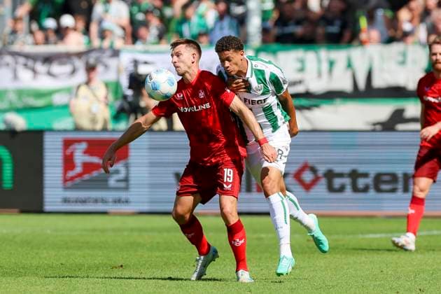 Daniel Hanslik 1 FC Kaiserslautern and Andras Nemeth SC Preussen Muenster battle for the ball, 2 Bundesliga, Preußen Münster vs 1 FC Kaiserslautern, Preußenstadion, August 24, 2024 in Münster, Germany Photo by Marco Steinbrenner DeFodi Images Daniel Hanslik 1 FC Kaiserslautern and Andras Nemeth SC Preussen Muenster battle for the ball, 2 Bundesliga, Preußen Münster vs 1 FC Kaiserslautern, Preußenstadion, August 24, 2024 in Münster, Germany Photo by Marco Steinbrenner DeFodi Images DFB DFL REGULATIONS PROHIBIT ANY USE OF PHOTOGRAPHS AS IMAGE SEQUENCES AND OR QUASI VIDEO Defodi 700 scp fcK 20240824 088 Defodi-700 DFB DFL REGULATIONS PROHIBIT ANY USE OF PHOTOGRAPHS AS IMAGE SEQUENCES AND OR QUASI-VIDEO.