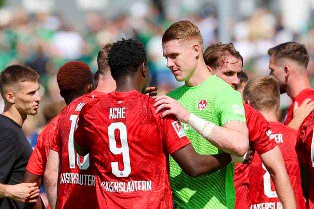 Ragnar Ache 1 FC Kaiserslautern and Torhueter Julian Krahl 1 FC Kaiserslautern cheer, 2 Bundesliga, Preußen Münster vs 1 FC Kaiserslautern, Preußenstadion on August 24, 2024 in Münster, Germany Photo by Marco Steinbrenner DeFodi Images Ragnar Ache 1 FC Kaiserslautern and Torhueter Julian Krahl 1 FC Kaiserslautern cheer, 2 Bundesliga, Preußen Münster vs 1 FC Kaiserslautern, Preußenstadion, August 24, 2024 in Münster, Germany Photo by Marco Steinbrenner DeFodi Images DFB DFL REGULATIONS PROHIBIT ANY USE OF PHOTOGRAPHS AS IMAGE SEQUENCES AND OR QUASI VIDEO Defodi 700 scp fcK 20240824 093 Defodi-700 DFB DFL REGULATIONS PROHIBIT ANY USE OF PHOTOGRAPHS AS IMAGE SEQUENCES AND OR QUASI-VIDEO.