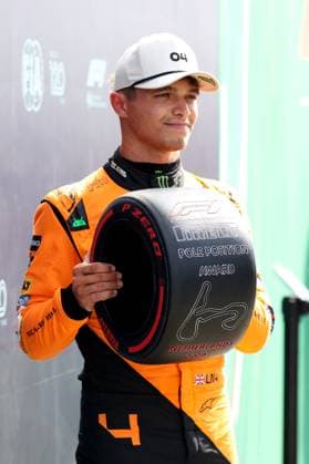 24 08 2024, xsvx, Motorsport FIA Formula 1, Grand Prix of the Netherlands 2024 emspor, v l Joy over the pole for Lando Norris McLaren starting number 04 FIA REGULATIONS PROHIBIT ANY USE OF PHOTOGRAPHS as IMAGE SEQUENCES and or QUASI VIDEO Zandvoort