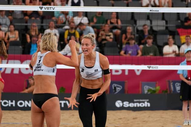 Hamburg, Germany, August 24th 2024: Louisa Lippmann ( Germany ) Laura Ludwig ( Germany ) during the Elite 16 Beachvolleyball Tournament 2024 at Stadium Am Rothenbaum in Hamburg, GERMANY. (Julia Kneissl SPP) Copyright: xJuliaxKneisslx xSPPx spp-en-JuKnSp-JK_06308.jpeg
