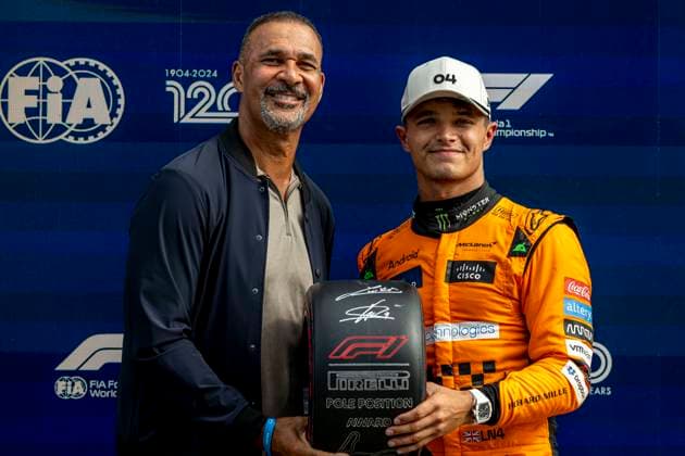 Zandvoort - 24-08-2024, Circuit Zandvoort, Ruud Gullit and Lando Norris at the Formula 1 Netherlands Grand Prix 2024 Saturday Formula 1 Netherlands Grand Prix 2024 Saturday  x26104944x Copyright: