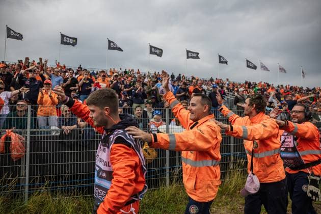 Circuit Zandvoort, Zandvoort, Netherlands. 24.August.2024; Marshalls and Spectators at the grand stand during Formula One Italian Grand Prix  (264124152)