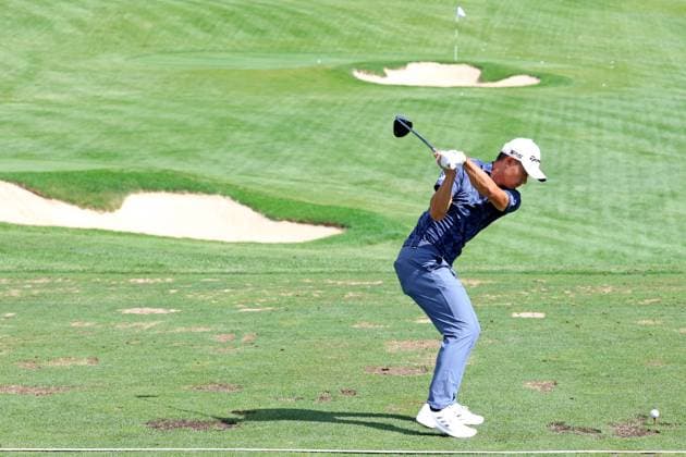 CASTLE ROCK, CO - AUGUST 24: PGA, Golf Herren golfer Collin Morikawa warms up on the practice range during the third round of the PGA FedExCup BMW Championship on August 24th, 2024, at Castle Pines Golf Club in Castle Rock, Colorado. (Photo by Brian Spurlock Icon Sportswire) GOLF: AUG 24 PGA FedExCup Playoffs - BMW Championship EDITORIAL USE ONLY Icon24082429