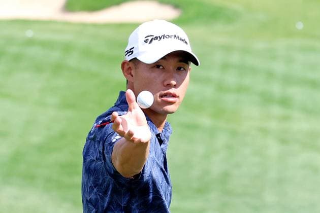 CASTLE ROCK, CO - AUGUST 24: PGA, Golf Herren golfer Collin Morikawa catches a ball while warming up on the practice range during the third round of the PGA FedExCup BMW Championship on August 24th, 2024, at Castle Pines Golf Club in Castle Rock, Colorado. (Photo by Brian Spurlock Icon Sportswire) GOLF: AUG 24 PGA FedExCup Playoffs - BMW Championship EDITORIAL USE ONLY Icon24082433