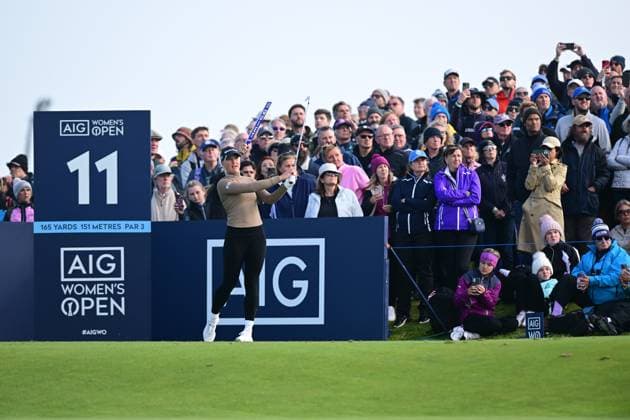 Charley Hull on the 11th Tee as the crowd look on AIG Women s Open, Day Three, Golf, St. Andrews, Scotland, UK - 24 Aug 2024  Copyright: xGreigxCowie Shutterstockx 14655900ak