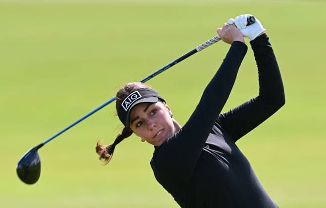 Georgia Hall on the 2nd Tee AIG Women s Open, Day Three, Golf, St. Andrews, Scotland, UK - 24 Aug 2024  Copyright: xGreigxCowie Shutterstockx 14655900az
