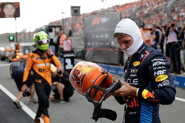 24 08 2024, Circuit Zandvoort, Zandvoort, Formula 1 Heineken Dutch Grand Prix 2024 , in the picture pole position for Lando Norris GBR , McLaren F1 Team, 2nd starting position for Max Verstappen NLD , Oracle Red Bull Racing Defodi 506 20240824 hbr 5016 Defodi-506