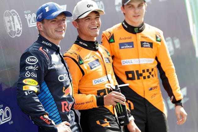 24 08 2024, Circuit Zandvoort, Zandvoort, Formula 1 Heineken Dutch Grand Prix 2024 , in the picture pole position for Lando Norris GBR , McLaren F1 Team, 2 starting position for Max Verstappen NLD , Oracle Red Bull Racing, 3 starting position for Oscar Piastri AUS Defodi 506 20240824 hbr 5026 Defodi-506