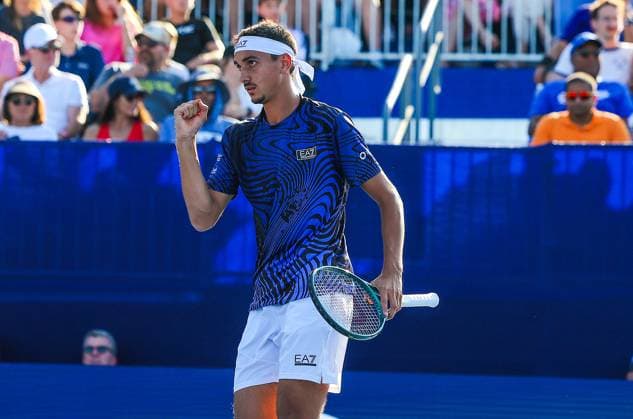 August 24, 2024: Lorenzo Sonego hits ball against Alex Michelsen. Lorenzo Sonego won the tournament. Winston-Salem Open, ATP, Tennis Herren Tour, Singles Final. Wake Forest Tennis Complex, Winston Salem, North Carolina. . CSM Winston Salem United States of America - ZUMAc04_ 20240824_zma_c04_186 Copyright: xDavidxBeachx