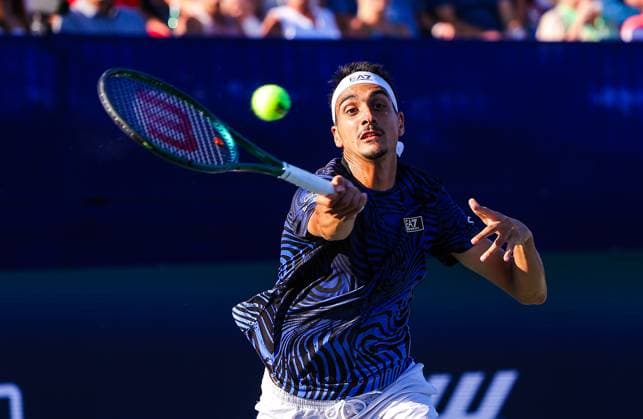 August 24, 2024: Lorenzo Sonego hits ball against Alex Michelsen. Lorenzo Sonego won the tournament. Winston-Salem Open, ATP, Tennis Herren Tour, Singles Final. Wake Forest Tennis Complex, Winston Salem, North Carolina. . CSM Winston Salem United States of America - ZUMAc04_ 20240824_zma_c04_192 Copyright: xDavidxBeachx