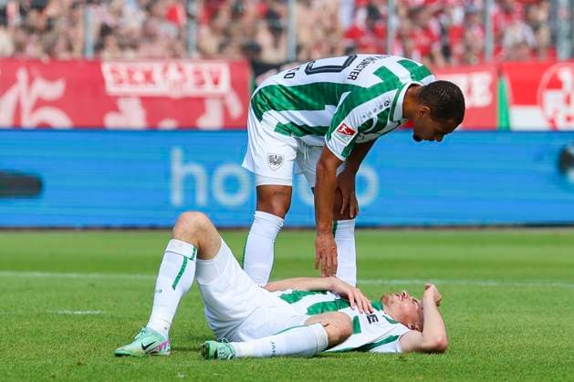 Etienne Amenyido SC Preussen Muenster and Niko Koulis SC Preussen Muenster look dejected, 2 Bundesliga, Preußen Münster vs 1 FC Kaiserslautern, Preußenstadion on August 24, 2024 in Münster, Germany Photo by Marco Steinbrenner DeFodi Images Etienne Amenyido SC Preussen Muenster and Niko Koulis SC Preussen Muenster look dejected, 2 Bundesliga, Preußen Münster vs 1 FC Kaiserslautern, Preußenstadion, August 24, 2024 in Münster, Germany Photo by Marco Steinbrenner DeFodi Images DFB DFL REGULATIONS PROHIBIT ANY USE OF PHOTOGRAPHS AS IMAGE SEQUENCES AND OR QUASI VIDEO Defodi 700 scp fcK 20240824 146 Defodi-700 DFB DFL REGULATIONS PROHIBIT ANY USE OF PHOTOGRAPHS AS IMAGE SEQUENCES AND OR QUASI-VIDEO.