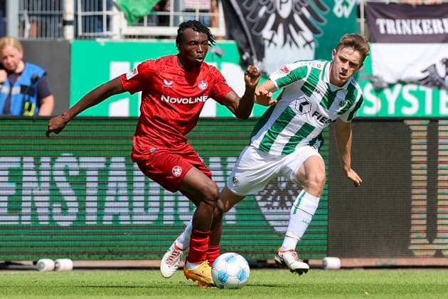 Dickson Abiama 1 FC Kaiserslautern and Jano Ter Horst SC Preussen Muenster battle for the ball, 2 Bundesliga, Preußen Münster vs 1 FC Kaiserslautern, Preußenstadion, August 24, 2024 in Münster, Germany Photo by Marco Steinbrenner DeFodi Images Dickson Abiama 1 FC Kaiserslautern and Jano Ter Horst SC Preussen Muenster battle for the ball, 2 Bundesliga, Preußen Münster vs 1 FC Kaiserslautern, Preußenstadion, August 24, 2024 in Münster, Germany Photo by Marco Steinbrenner DeFodi Images DFB DFL REGULATIONS PROHIBIT ANY USE OF PHOTOGRAPHS AS IMAGE SEQUENCES AND OR QUASI VIDEO Defodi 700 scp fcK 20240824 212 Defodi-700 DFB DFL REGULATIONS PROHIBIT ANY USE OF PHOTOGRAPHS AS IMAGE SEQUENCES AND OR QUASI-VIDEO.
