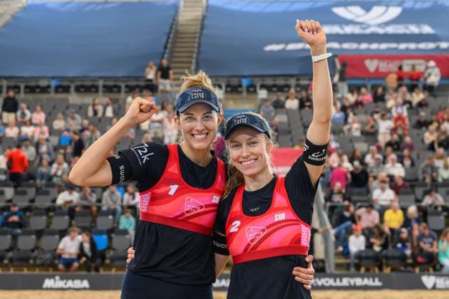 Beach Pro Tour Elite 16 Hamburg, 25 08 2024 Tanja Hüberli SUI , Nina Brunner SUI Beach Pro Tour Elite 16, Hamburg, Stadion Am Rothenbaum on 25 08 2024 Copyright: xBEAUTIFULxSPORTS PeterxWeberx