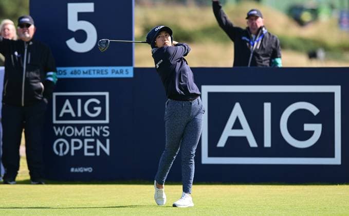 Jenny Shin on the 5th Tee AIG Women s Open, Day Three, Golf, St. Andrews, Scotland, UK - 24 Aug 2024  Copyright: xGreigxCowie Shutterstockx 14655900dq