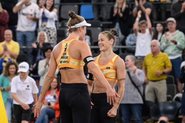 Beach Pro Tour Elite 16 Hamburg, 25 08 2024 Cinja Tillmann GER , Svenja Mueller GER Beach Pro Tour Elite 16, Hamburg, Stadion Am Rothenbaum on 25 08 2024 Copyright: xBEAUTIFULxSPORTS PeterxWeberx