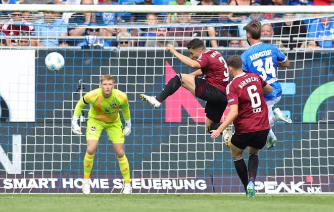 25 08 2024 Soccer Season 2024 2025 2 Soccer Bundesliga 03 Matchday SV Darmstadt 98 SVD D98 Lilien 1 FC Nürnberg FCN Club Sportfoto Zink DaMa xdaxmax DFL regulations prohibit any use of photographs as image sequences and or quasi video only for editorial use Danilo Soares 3, 1 FC Nürnberg FCN clears in front of Killian Corredor 34, SV Darmstadt 98 D98 SV98