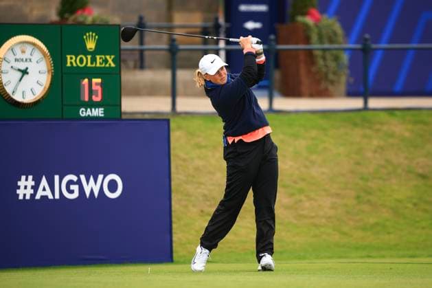 25th August 2024; Old Course at St Andrews, St Andrews, Fife, Scotland; AIG Womens Open Golf, Final Round; Maja Stark of Sweden tees off on the first hole of the Old Course, St Andrews Links during the final round of the AIG Women& x2019;s Open  ActionPlus12685870 DavidxYoung