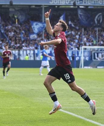 25 08 2024 Soccer Season 2024 2025 2 Soccer Bundesliga 03 Matchday SV Darmstadt 98 SVD D98 Lilien 1 FC Nürnberg FCN Club Sportfoto Zink DaMa xdaxmax DFL regulations prohibit any use of photographs as image sequences and or quasi video only for editorial use Jubel Freude Torjubel nach Tor zum 1 1 Michael Sevcik 19, 1 FC Nürnberg FCN jubelt freut sich Torschütze Michael Sevcik 19, 1 FC Nürnberg FCN