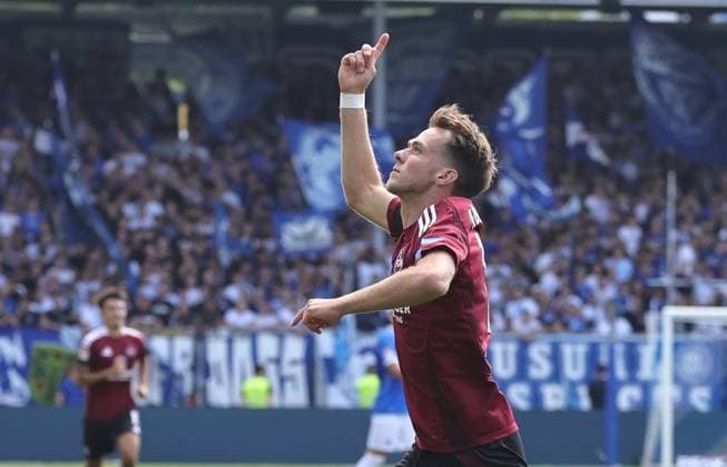 25 08 2024 Soccer Season 2024 2025 2 Soccer Bundesliga 03 Matchday SV Darmstadt 98 SVD D98 Lilien 1 FC Nürnberg FCN Club Sportfoto Zink DaMa xdaxmax DFL regulations prohibit any use of photographs as image sequences and or quasi video only for editorial use Jubel Freude Torjubel nach Tor zum 1 1 Michael Sevcik 19, 1 FC Nürnberg FCN jubelt freut sich Torschütze Michael Sevcik 19, 1 FC Nürnberg FCN