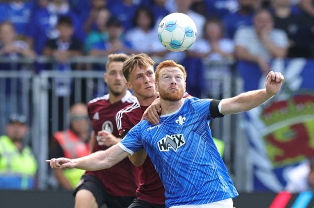 25 08 2024 Soccer Season 2024 2025 2 Soccer Bundesliga 03 Matchday SV Darmstadt 98 SVD D98 Lilien 1 FC Nürnberg FCN Club Sportfoto Zink DaMa xdaxmax DFL regulations prohibit any use of photographs as image sequences and or quasi video only for editorial use Michael Sevcik 19, 1 FC Nürnberg FCN Paul Will 28, SV Darmstadt 98 D98 SV98