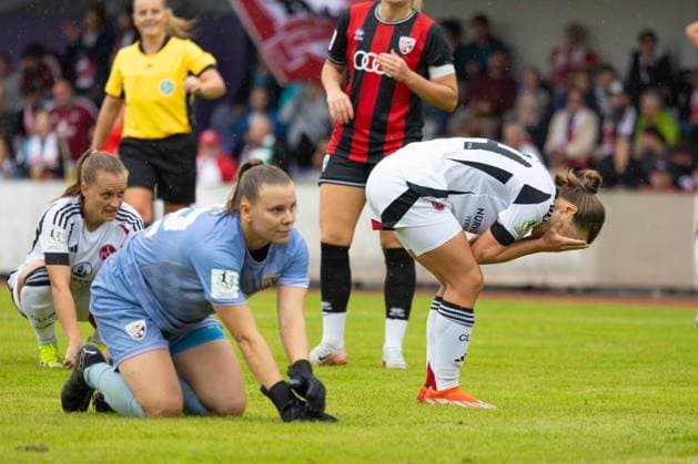 Ingolstadt, Germany 25 August 2024 2 BL Women 2024 2025 FC Ingolstadt 04 vs 1 FC Nürnberg In the picture from left goalkeeper Anna Lena Daum FCI and Lara Meroni FCN MTV Stadion Bayern Copyright: xFotostandx xSchaeferx