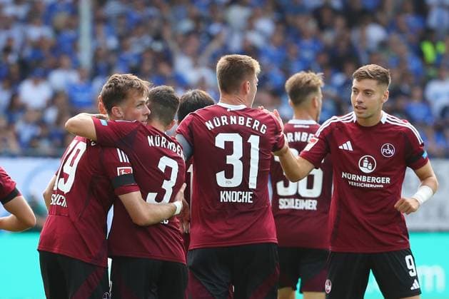 25 08 2024, xtvx, Fußball 2 Bundesliga, SV Darmstadt 98 1 FC Nürnberg emspor, v l Goal scored, Tor zum 1 1 Michal Sevcik 1 FC Nuernberg Torjubel, Goal celebration, celebrate the goal, celebrates scoring DFL DFB REGULATIONS PROHIBIT ANY USE OF PHOTOGRAPHS as IMAGE SEQUENCES and or QUASI VIDEO Darmstadt