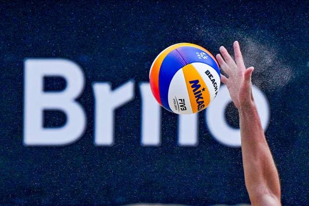 Beach volleyball, Beachvolleyball tournament of Futures category, Spain vs Czechia, on August 25, 2024, in Brno, Czech Republic. (CTKxPhoto VaclavxSalek) CTKPhotoP2024082503175  CTKPhotoP2024082503175