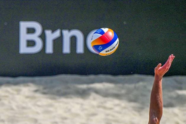 Beach volleyball, Beachvolleyball tournament of Futures category, Spain vs Czechia, on August 25, 2024, in Brno, Czech Republic. (CTKxPhoto VaclavxSalek) CTKPhotoP2024082503177  CTKPhotoP2024082503177