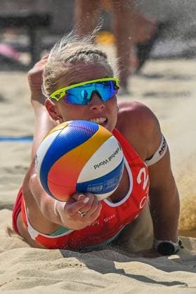 Marie-Sara Stochlova of Czech Republic in action during the Beach volleyball, Beachvolleyball tournament, on August 25, 2024, in Brno, Czech Republic. (CTKxPhoto VaclavxSalek) CTKPhotoP2024082503445  CTKPhotoP2024082503445