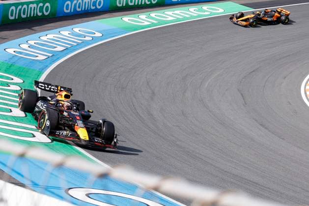 Max Verstappen of the Netherlands and Oracle Red Bull Racing and Oscar Piastri of Australia and McLaren Formula 1 Team during the F1 Grand Prix of Netherlands at Circuit Park Zandvoort on August 25, 2024 in Zandvoort, Netherlands Defodi 704 MTB20240825F1MTBPhoto 7707 Defodi-704