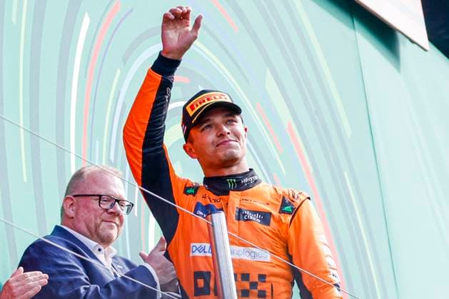 Podium Winner Lando Norris of Great Britain and McLaren Formula 1 Team celebrates the victory and looks on during the F1 Grand Prix of Netherlands at Circuit Park Zandvoort on August 25, 2024 in Zandvoort, Netherlands Defodi 704 MTB20240825F1MTBPhoto 6026 Defodi-704